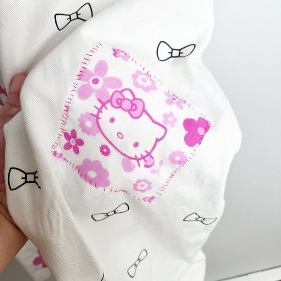 Custom Handmade Hello Kitty Theme Bling White Denim Jeans High Waist Size 29 - Picture 6 of 13